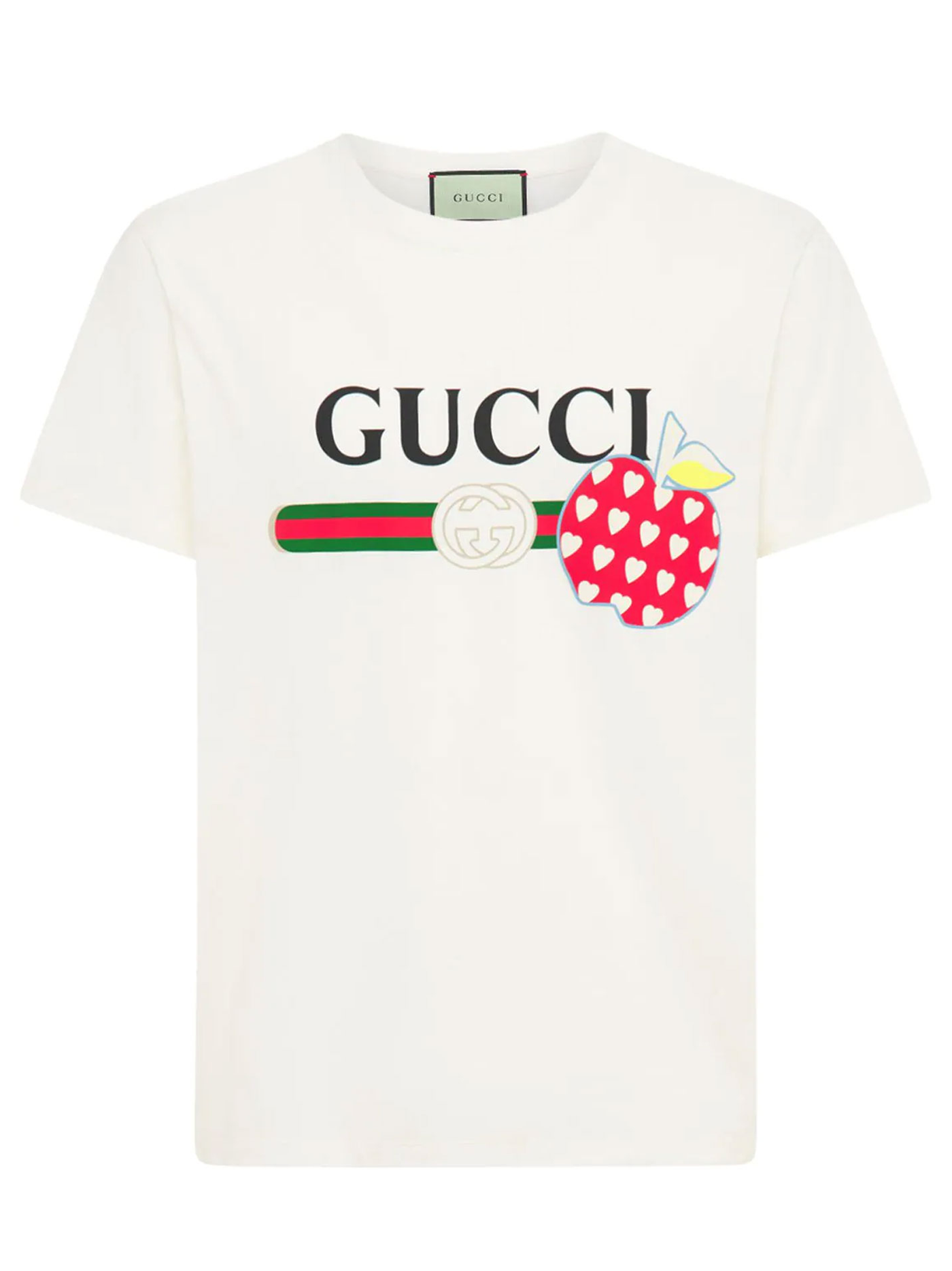 Gucci – Weißes T-Shirt mit Erdbeer-Aufdruck „Les Pommes“