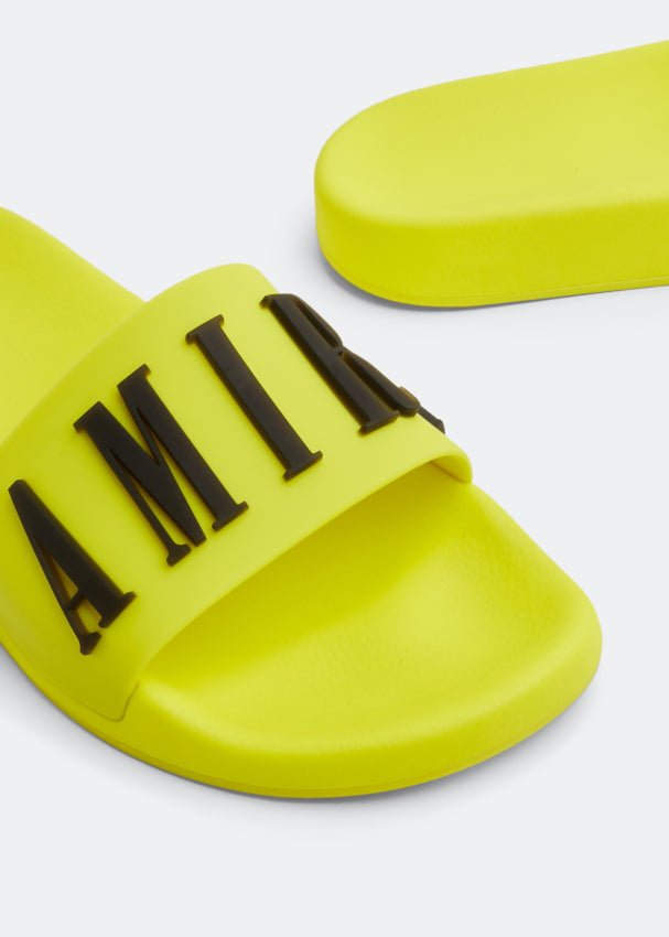 Amiri Core Logo Embossed Sliders in Yellow/Black