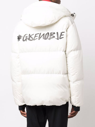 Moncler Grenoble Mazod Logo Printed Puffer White Hooded Jacket