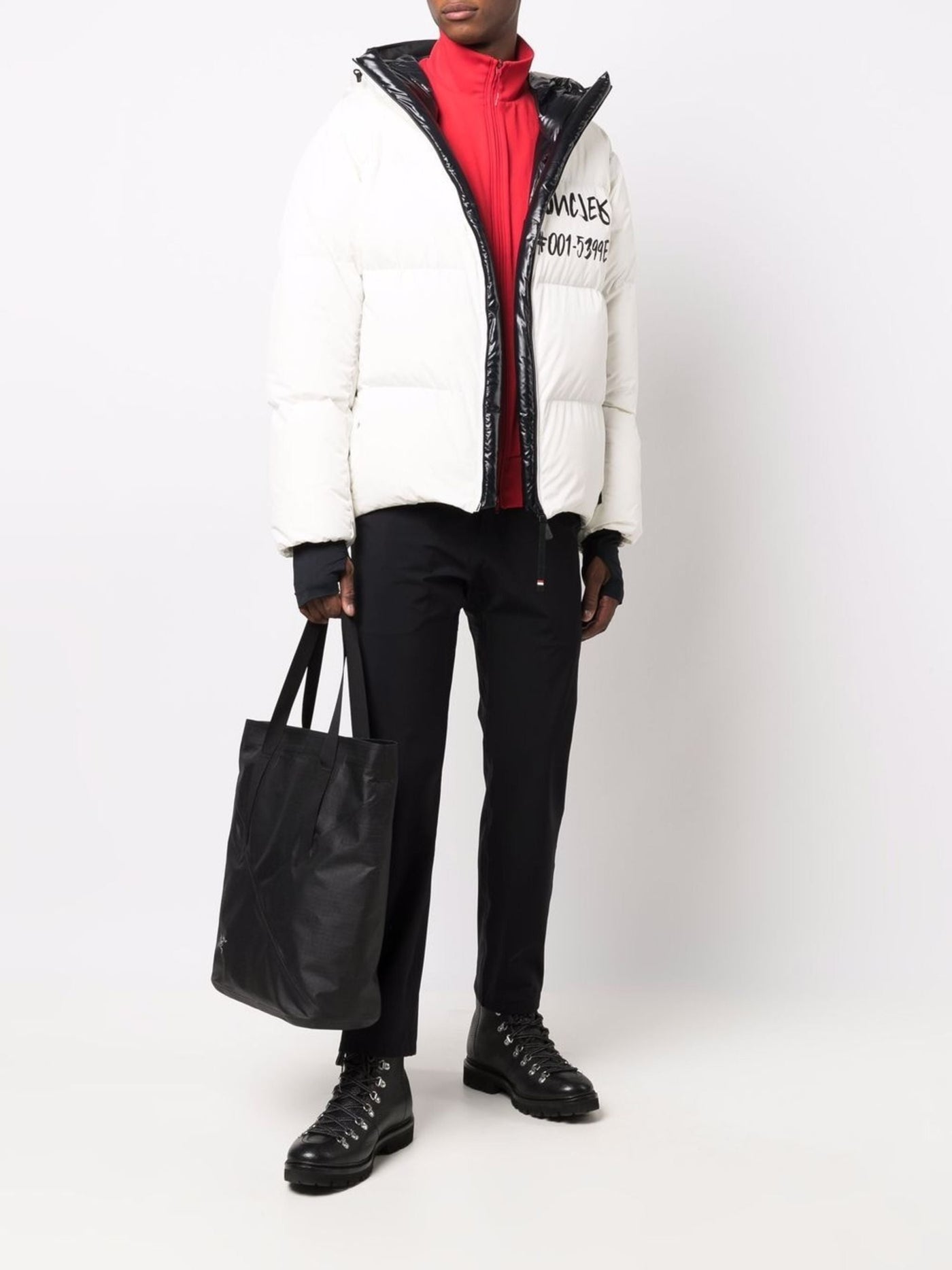 Moncler Grenoble Mazod Logo Printed Puffer White Hooded Jacket