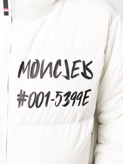 Moncler Grenoble Mazod Logo Printed Puffer White Hooded Jacket