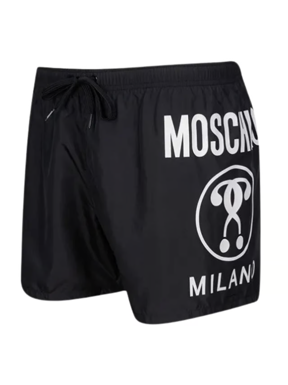 Moschino Large Circular Milano Logo Black Swim Shorts