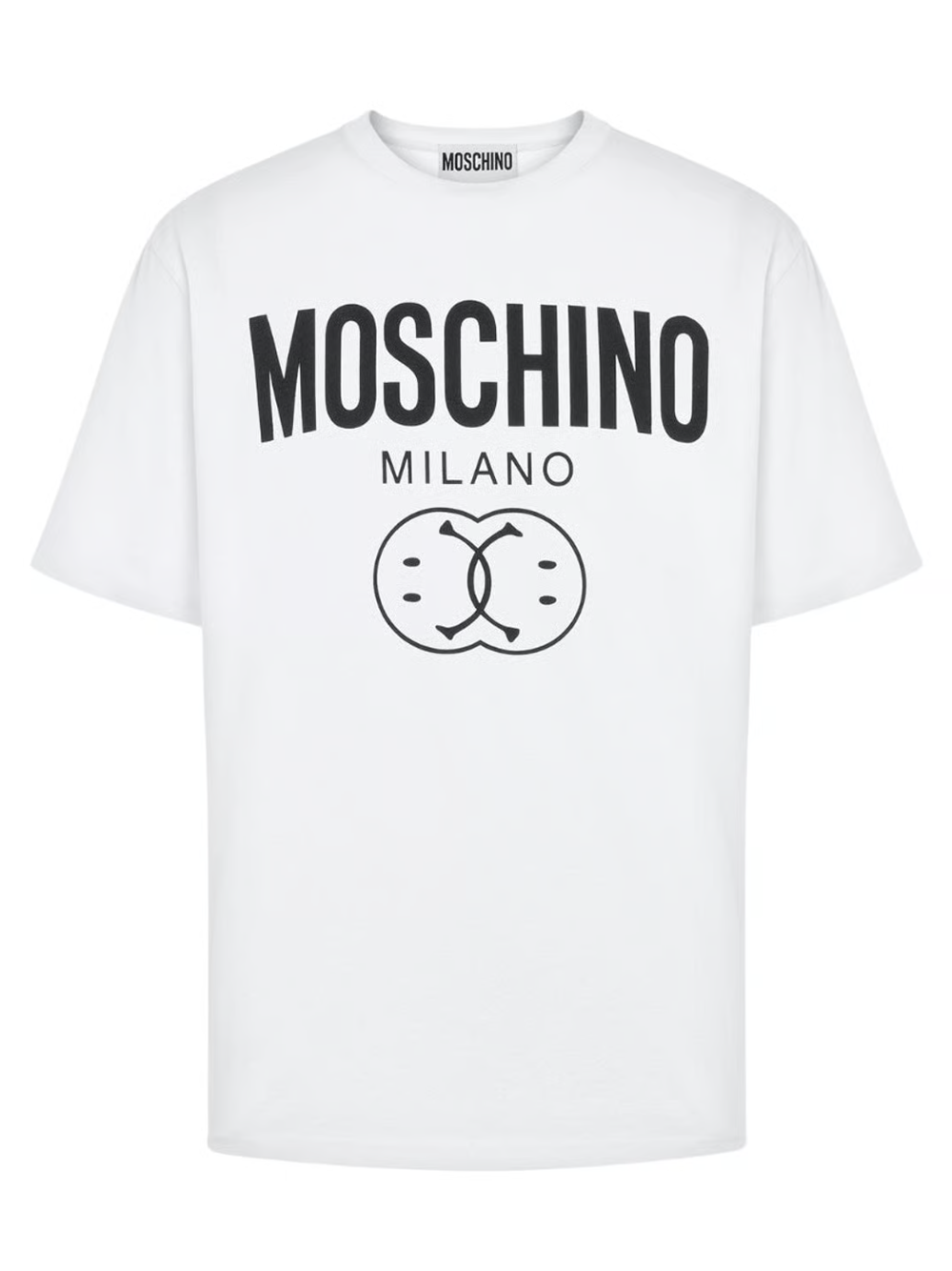 Moschino Milano Double Smiley Logo White T-Shirt