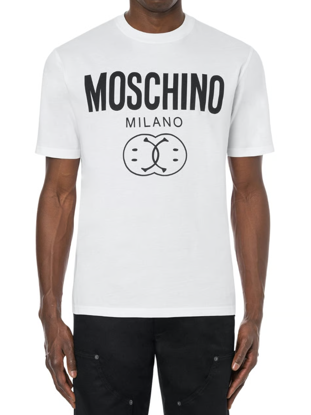 Moschino Milano Double Smiley Logo White T-Shirt