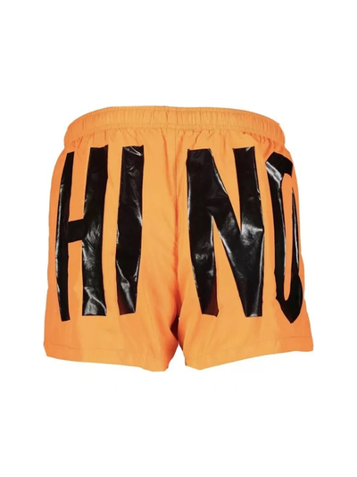 Moschino Print Logo Light Orange Swim Shorts