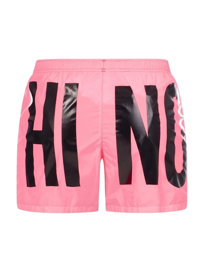 Moschino Print Logo Bright Pink Swim Shorts