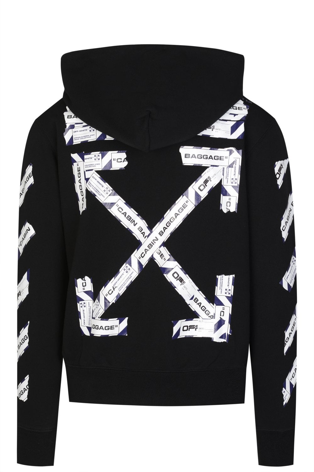 Off White Airport Tape Logo Hoodie in Black