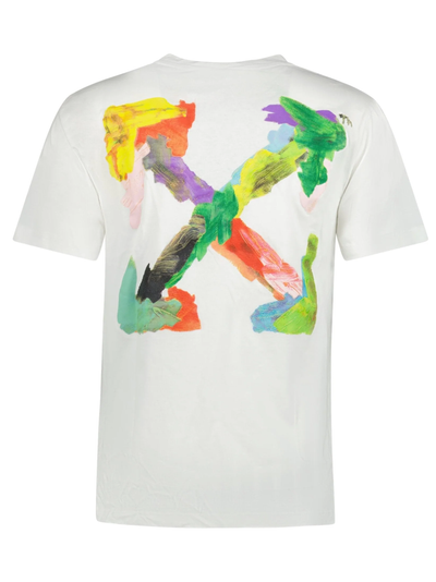 Off-White Brush Arrows Printed Logo Slim Fit T-Shirt in White