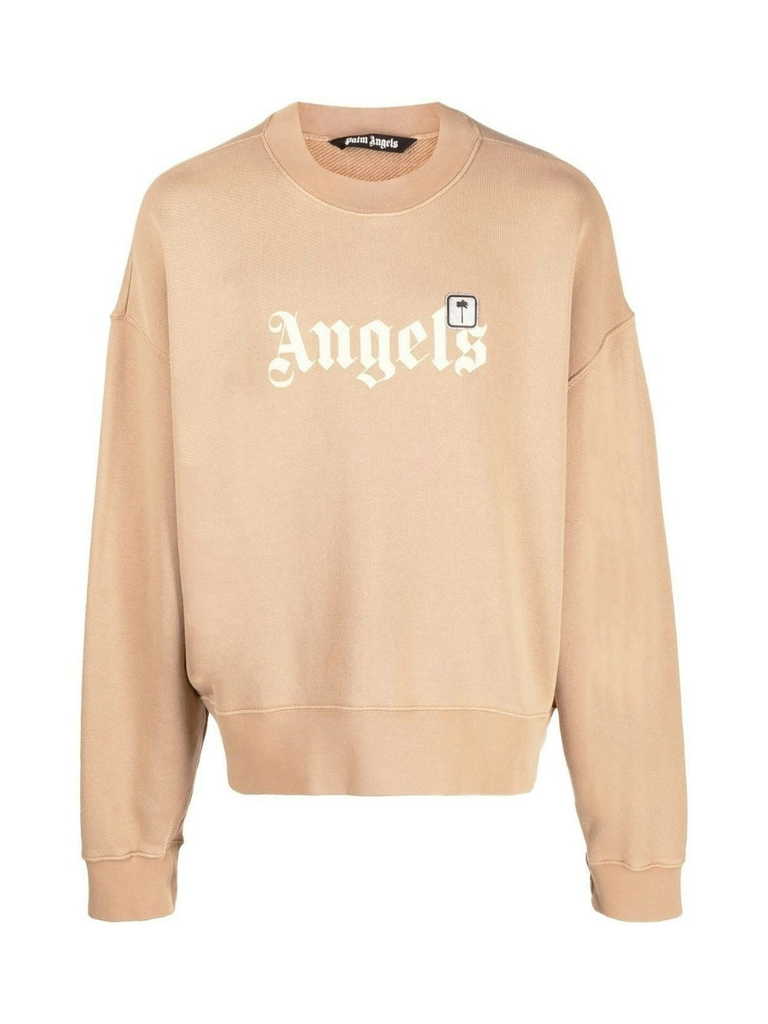 Palm Angels Bold Angels Logo Beige Sweatshirt