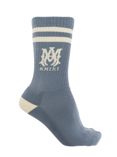 Amiri MA Stripe Socks in Dusty Blue