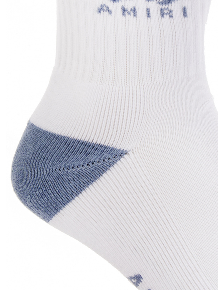 Amiri Stripe Socks in White/Dusty Blue