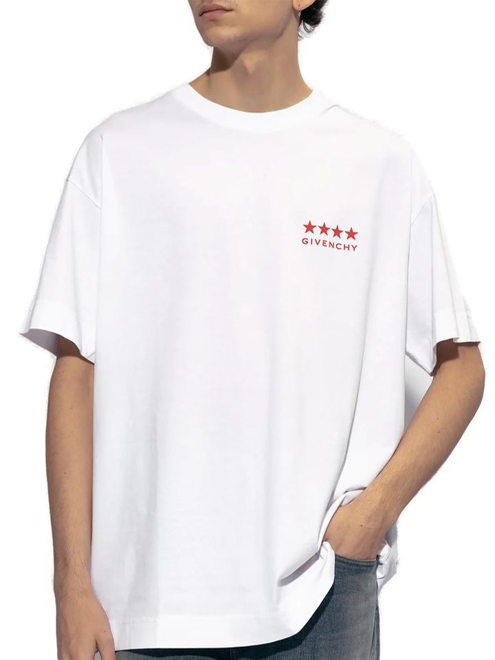 Givenchy 4-Star Printed Logo T-Shirt in White – TheDesignerBox