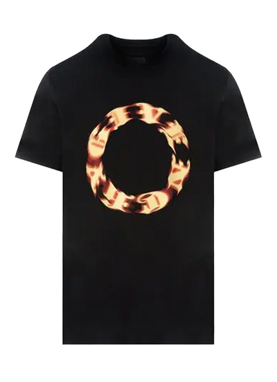 Givenchy – Übergroßes T-Shirt mit Flammenkreis-Logo in Schwarz