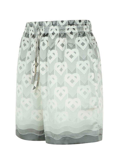 Casablanca Gradient Heart Monogram Silk Shorts in Grey