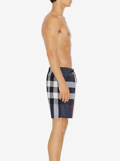 Burberry Check Swim Shorts in Navy