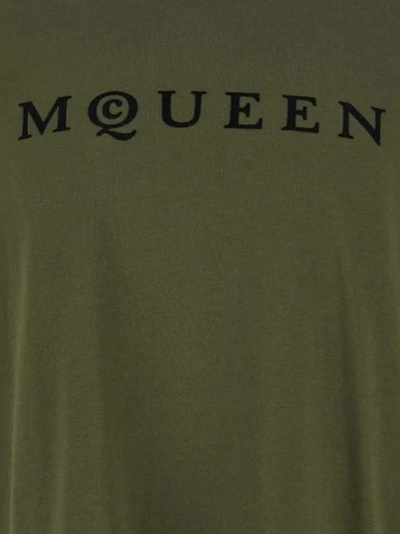 Alexander McQueen Flocked Logo T-Shirt in Green