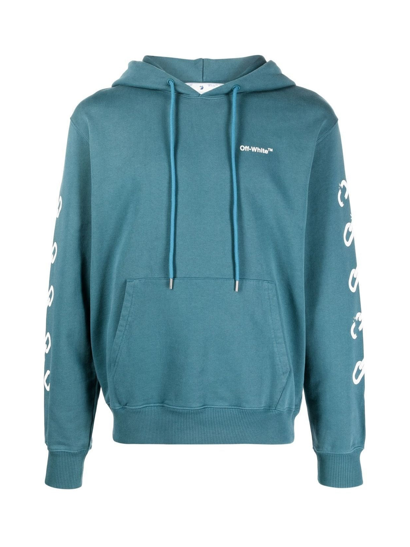 Off-White – Grüner Hoodie mit Kettenpfeil-Logo-Aufdruck