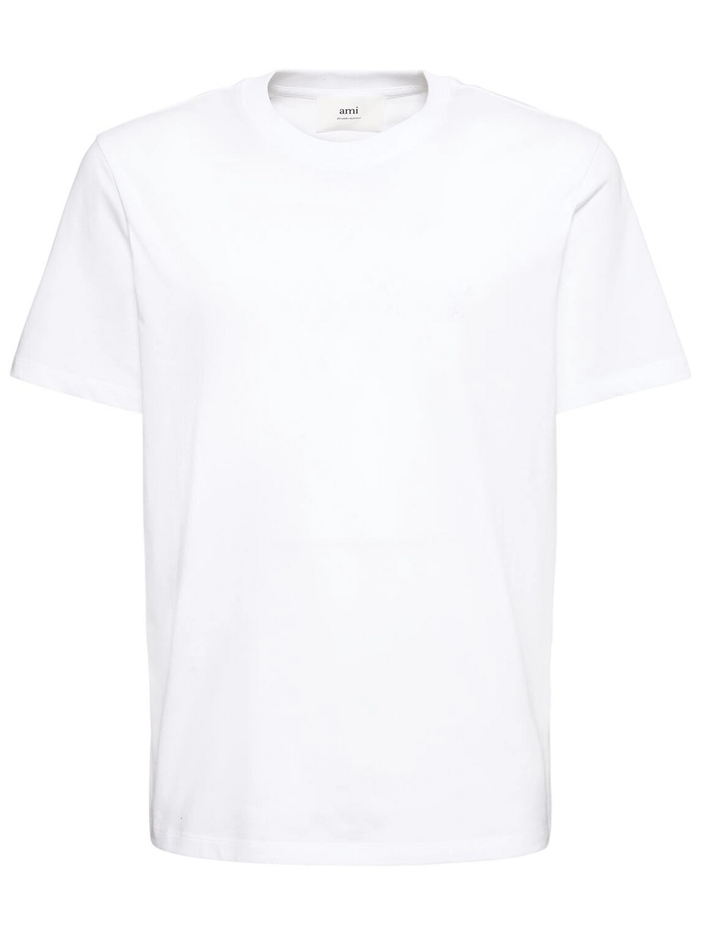 Ami Paris Ami De Coeur White Embroidered Logo T-Shirt in White
