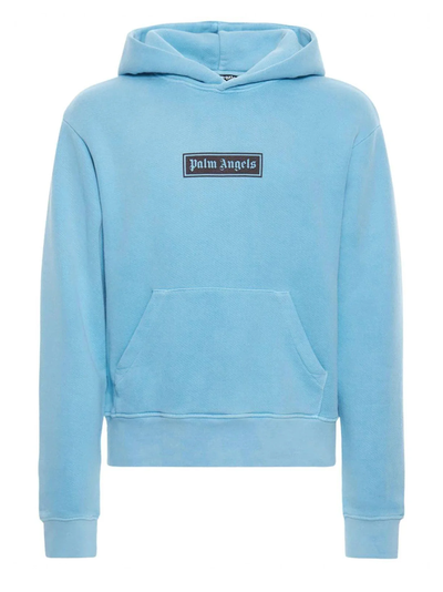 Palm Angels Dyed Box Logo Blue Hoodie