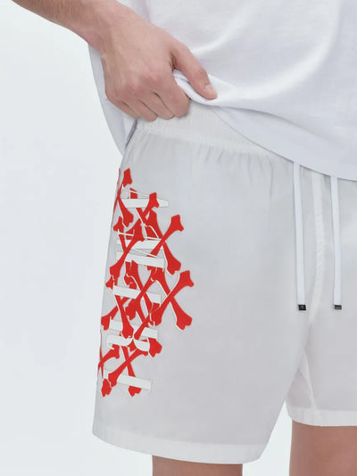 Amiri Bones Printed Swim Shorts in White