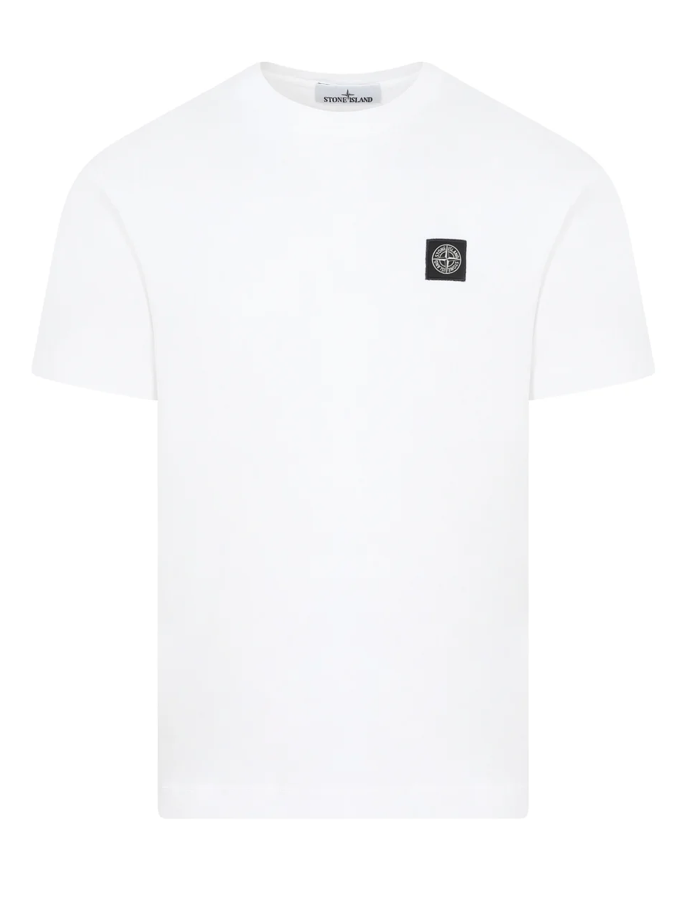 Stone Island – Weißes T-Shirt mit Kompass-Logo-Patch