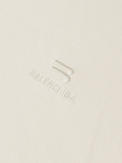 Balenciaga Embroidered Logo Boxy Fit T-Shirt in Chalky White