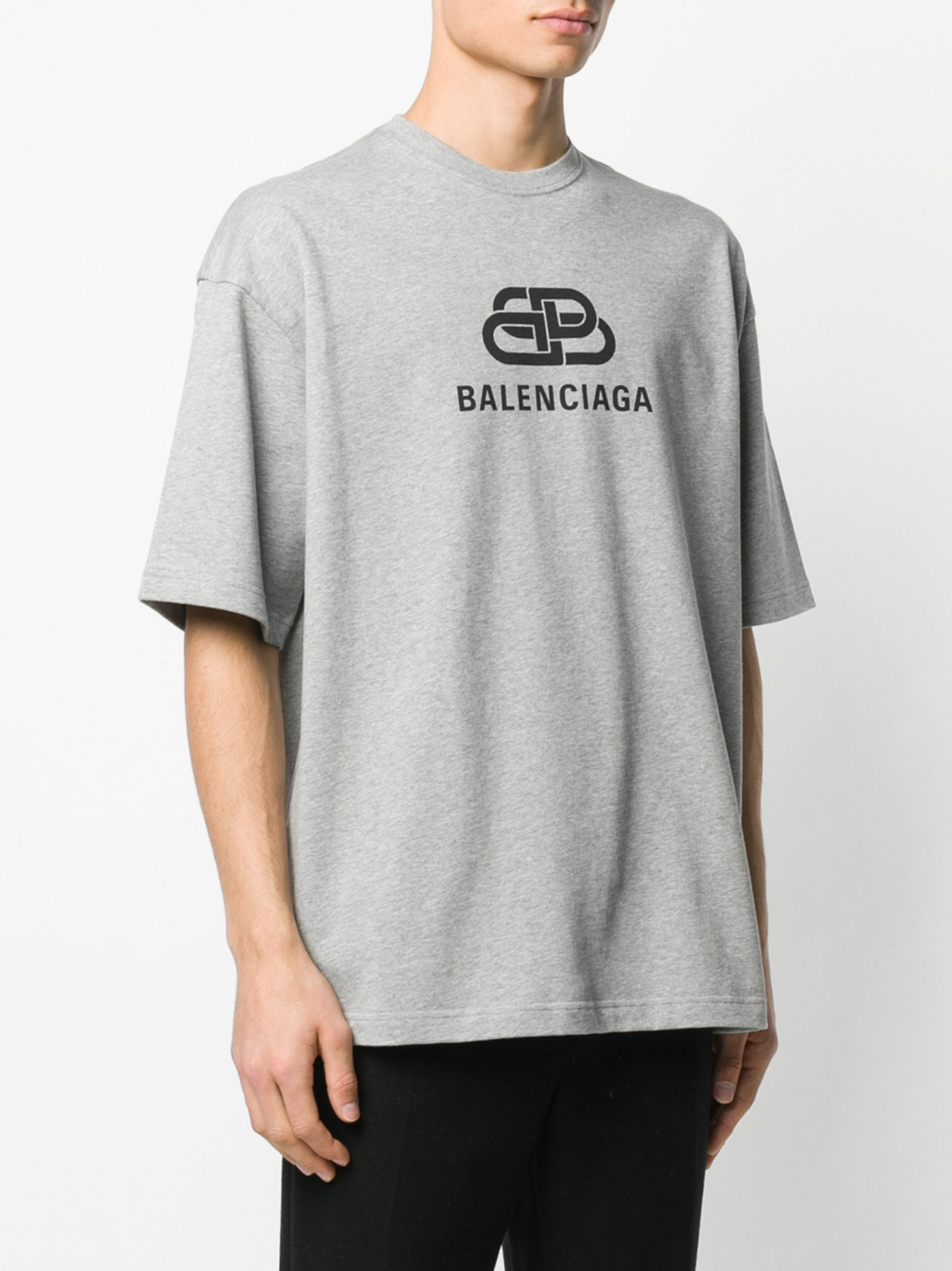 Balenciaga BB Logo Printed T-Shirt in Grey