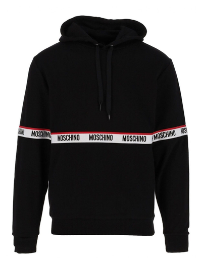 Schwarzer Hoodie mit OTH-Tape-Logo von Moschino