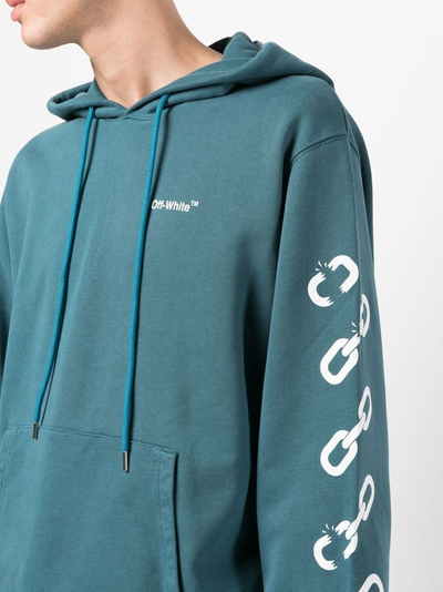 Off-White Chain Arrow Logo Printed Green Hoodie