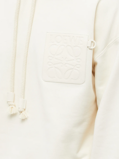 Loewe Anagram Patch Pocket Hoodie in White Ash