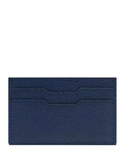 Amiri Large Logo Leather Card Holder in Navy