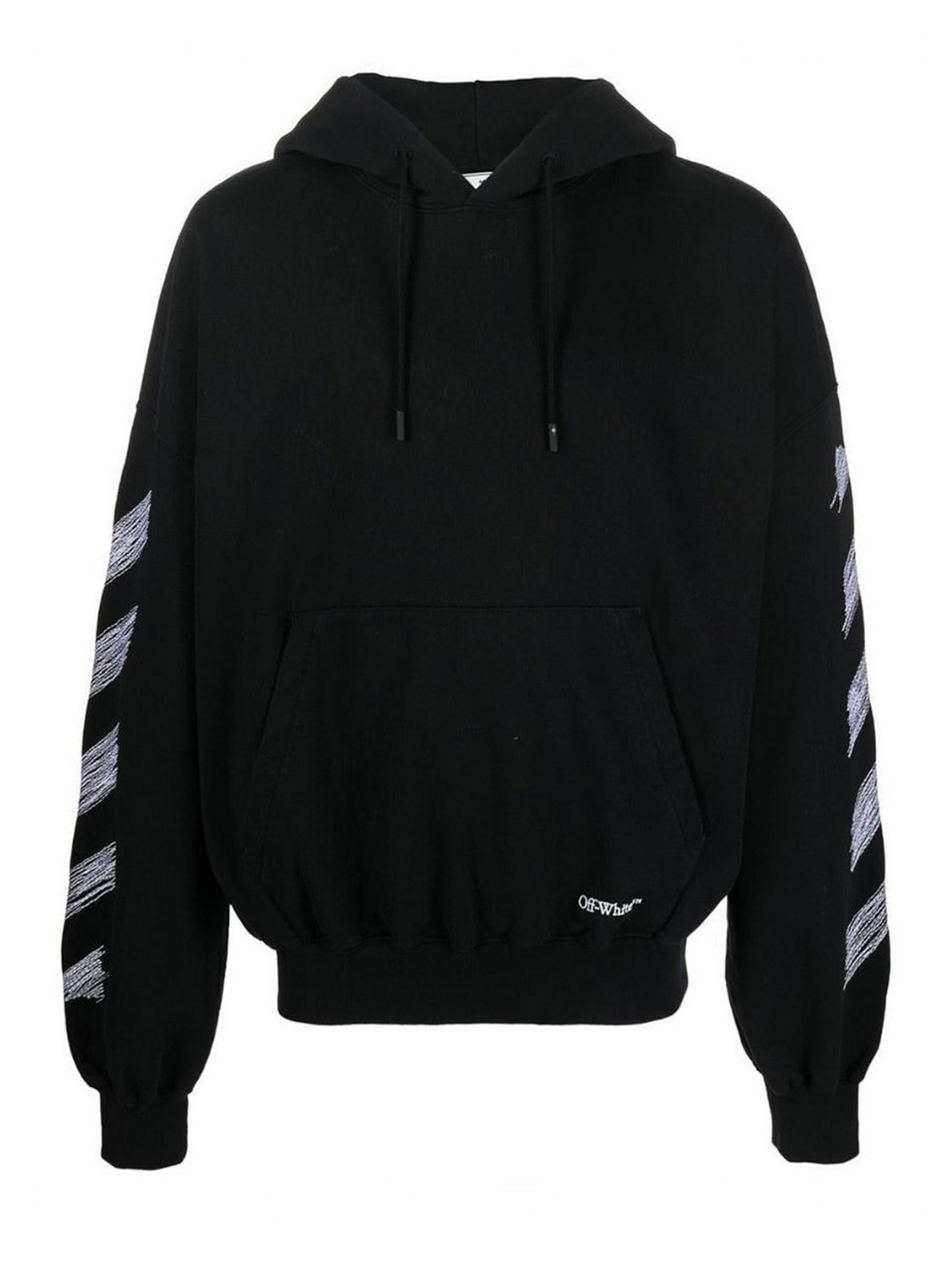 Off-White – Schwarzer Kapuzenpullover mit Scribble-Diag-Logo und kastiger Passform