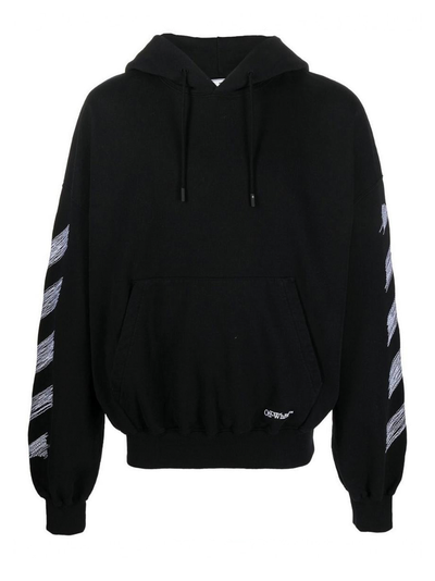 Off-White – Schwarzer Kapuzenpullover mit Scribble-Diag-Logo in kastenförmiger Passform