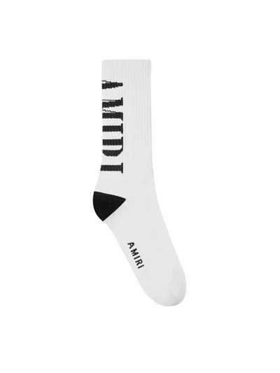 Amiri Vertical Logo Socks in White/Black