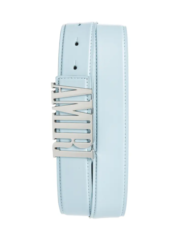 Amiri Nappa Logo 4CM Belt in Baby Blue