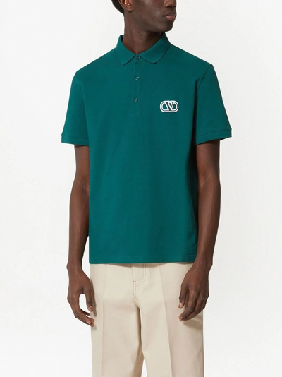 Valentino VLOGO Signature Patch Polo in Green