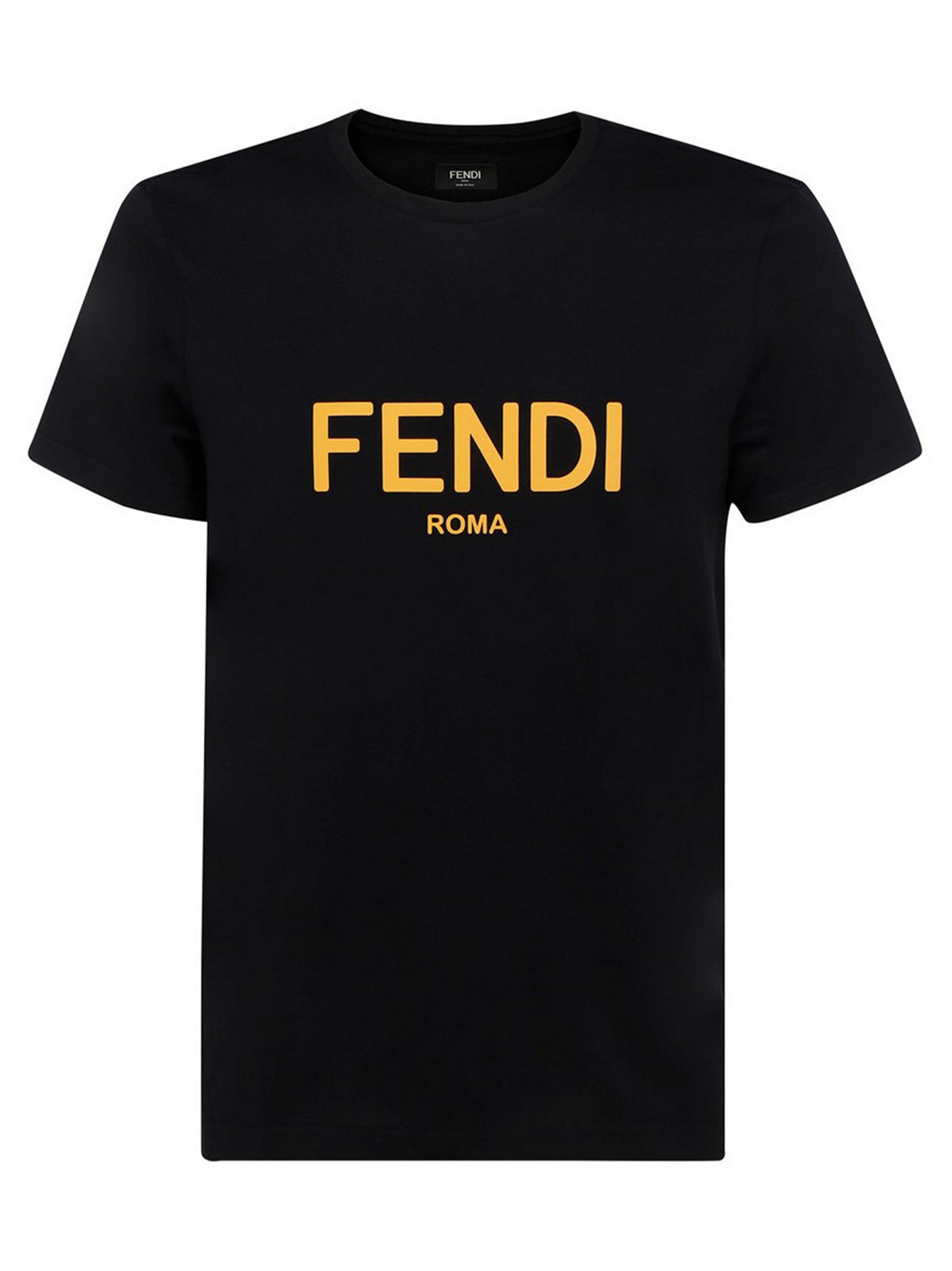 Fendi – Gelbes bedrucktes T-Shirt in Schwarz