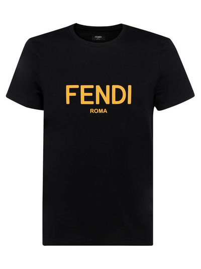 Fendi Yellow Printed T-Shirt in Black