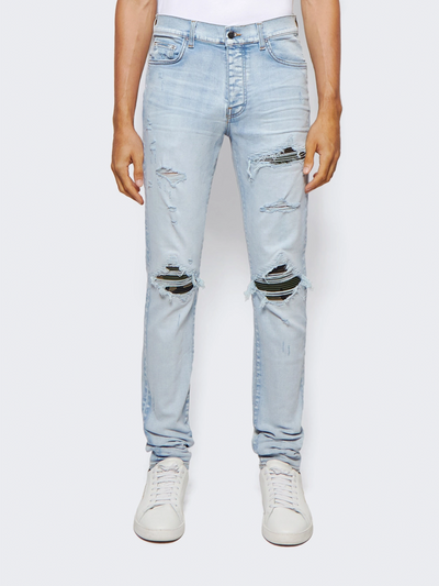 Amiri MX1 Camo Patch Light Indigo Jeans in Blue