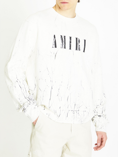 Amiri – Weißes Sweatshirt mit Cracked Dye Core-Logo