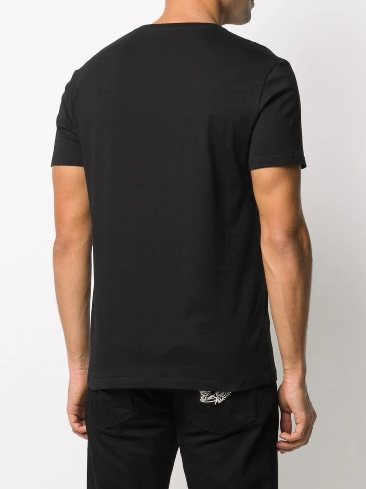 Alexander McQueen – T-Shirt mit Logo-Stickerei in Schwarz