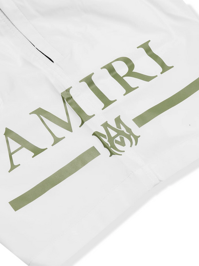 Amiri Logo Printed Swim Shorts in White