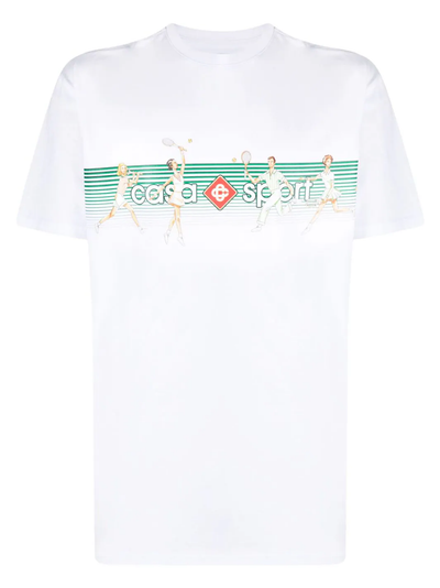 Casablanca Playful Stripes Signature Tennis White T-Shirt