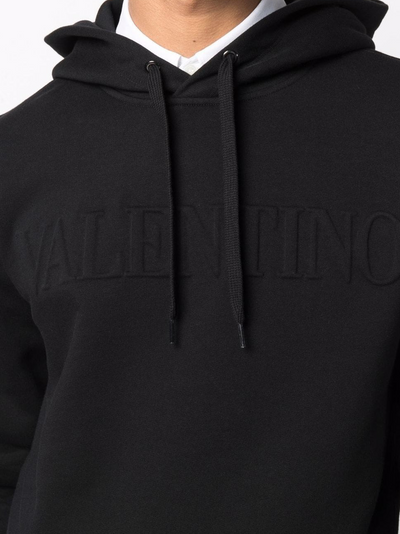 Valentino Embossed Logo Hoodie in Black