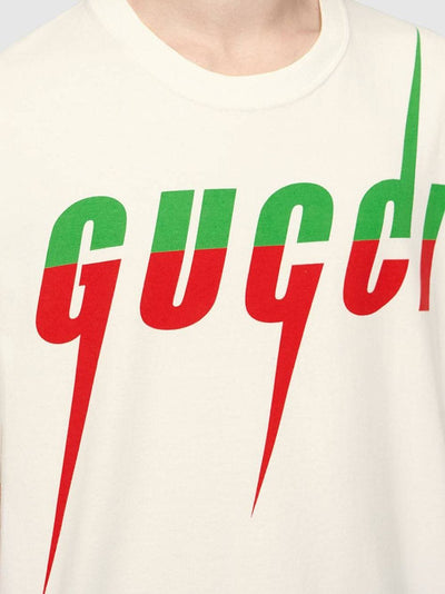 Gucci Blade Baumwoll-T-Shirt in Weiß 