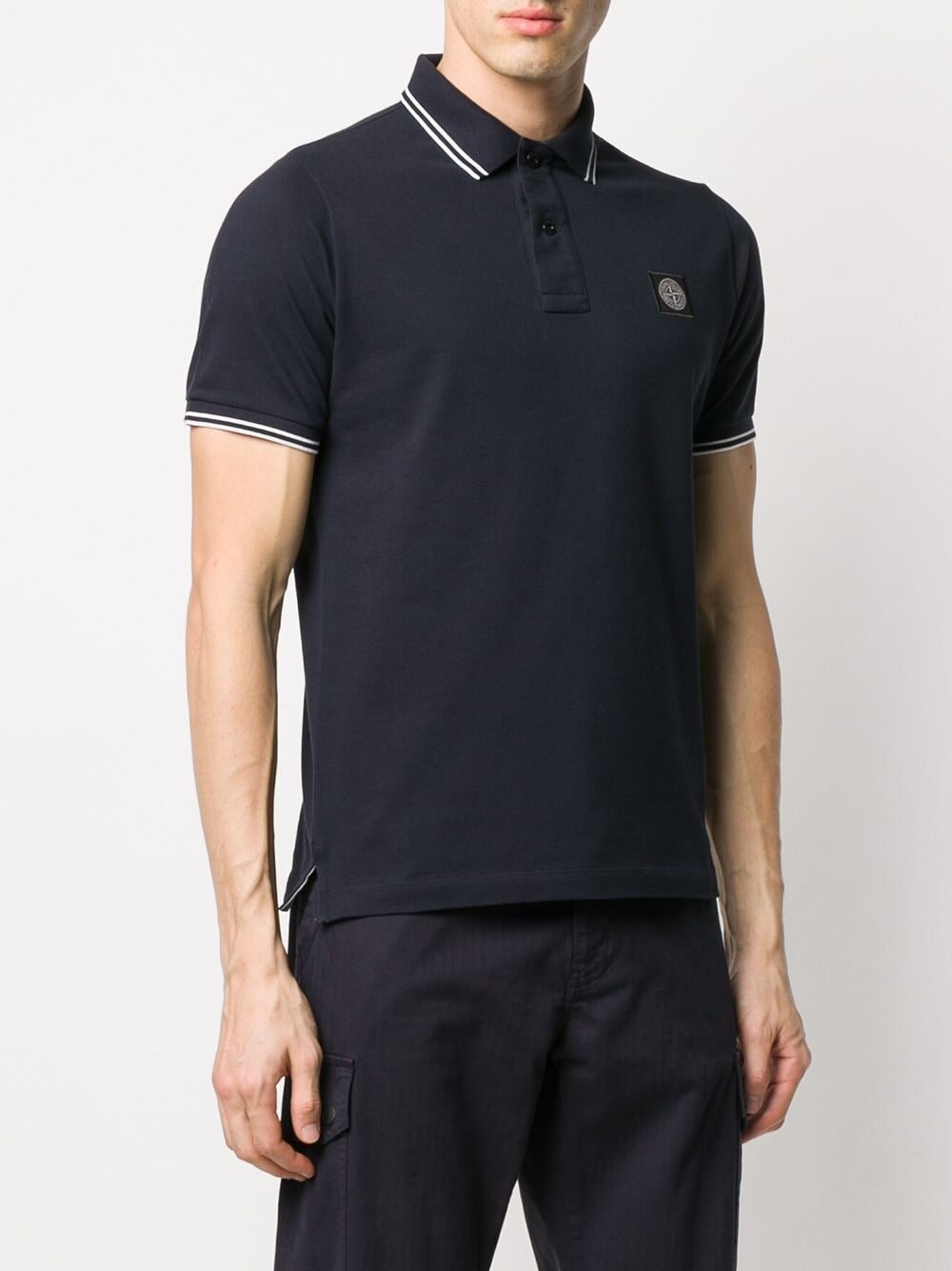 Stone Island Cotton Piqué Polo Shirt in Navy Blue