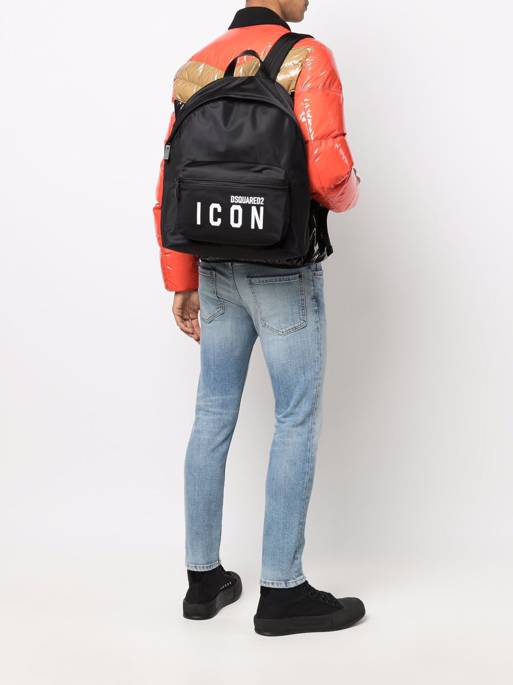 dsquared leather backpack Dsquared2 ICON Logo-print Pocket Backpack Black