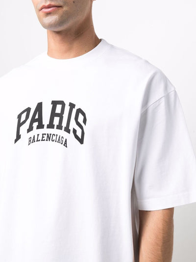 Balenciaga Paris Logo Cotton T-shirt White