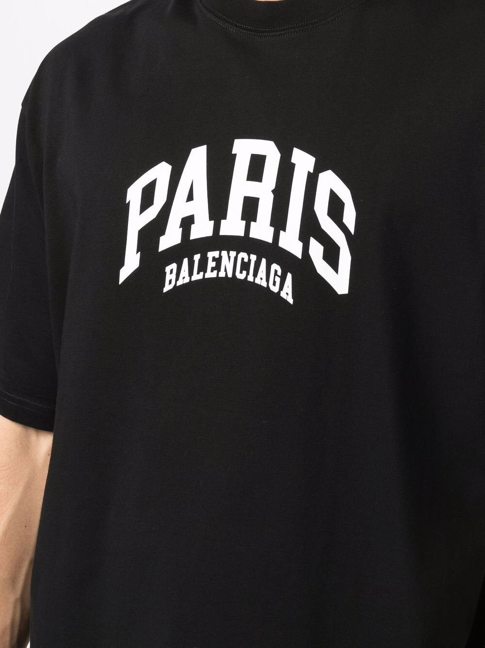 Balenciaga Paris Logo Cotton T-shirt Black