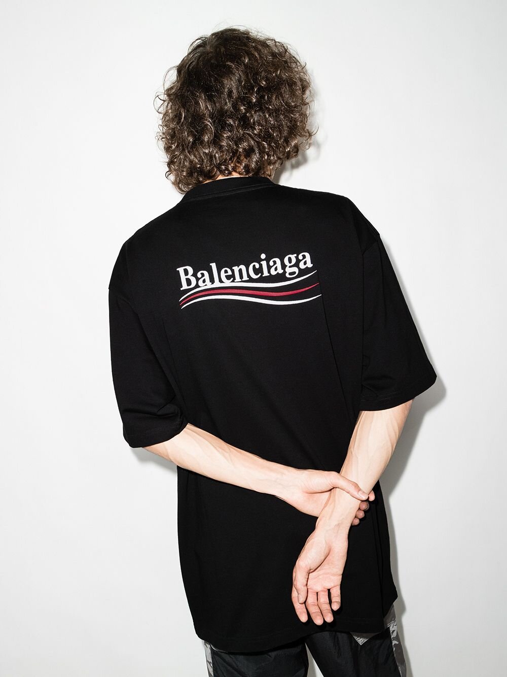 Balenciaga Political Campaign Embroidered Logo Oversized T-shirt in Black